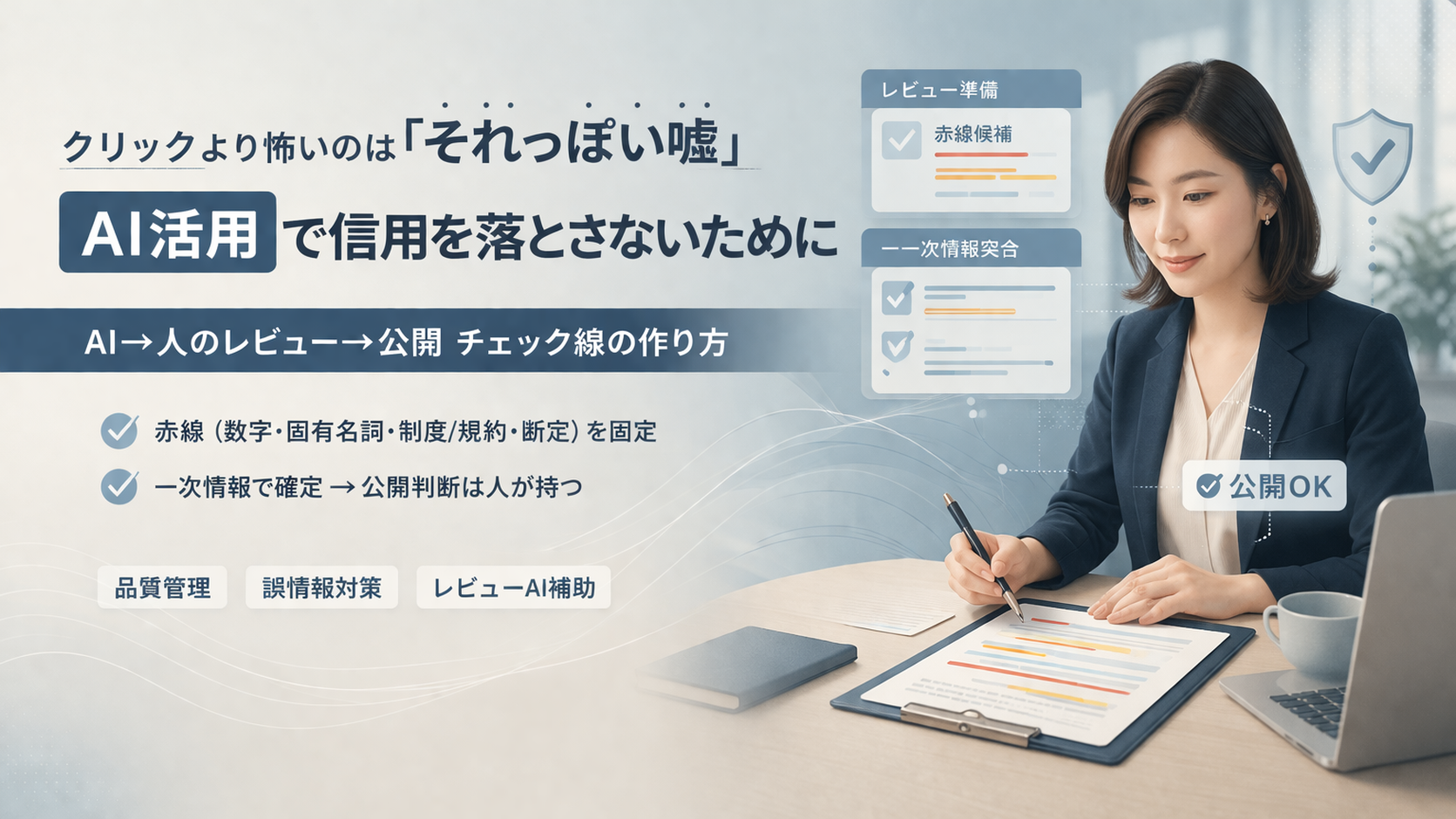 AI活用の“それっぽい嘘”を防ぐチェック線（レビュー）の作り方
