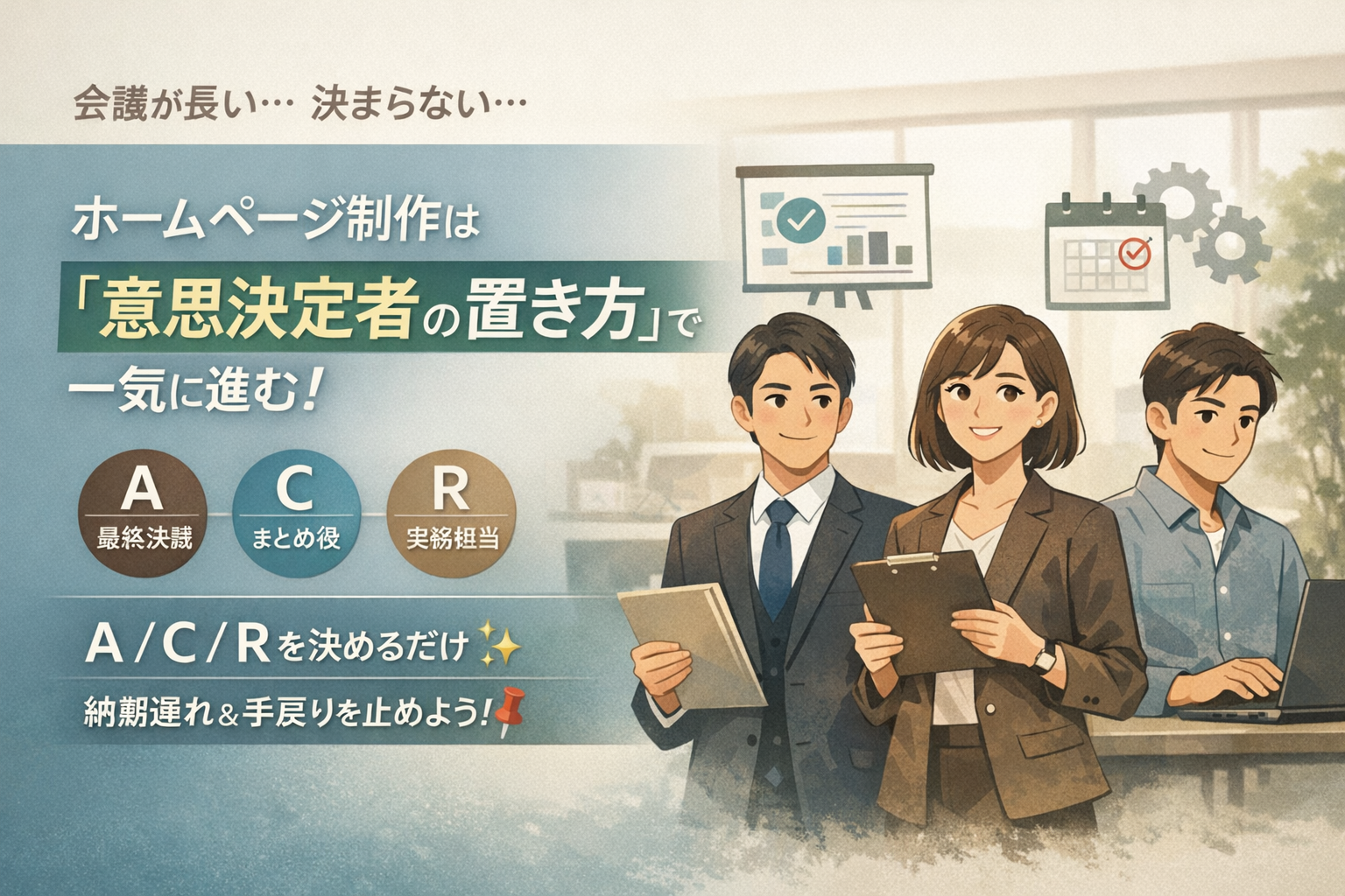 ホームページ制作の決められない会議を終わらせる意思決定者の置き方