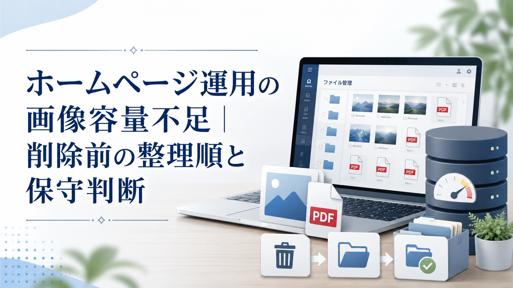 ホームページ運用の画像容量不足｜削除前の整理順と保守判断