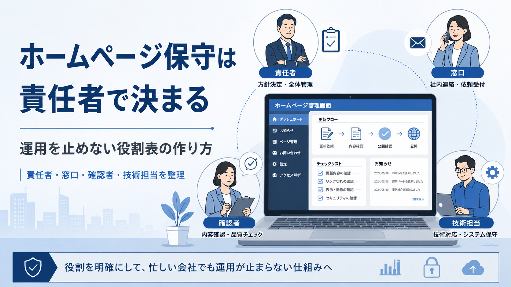 ホームページ保守は責任者で決まる｜運用を止めない役割表の作り方