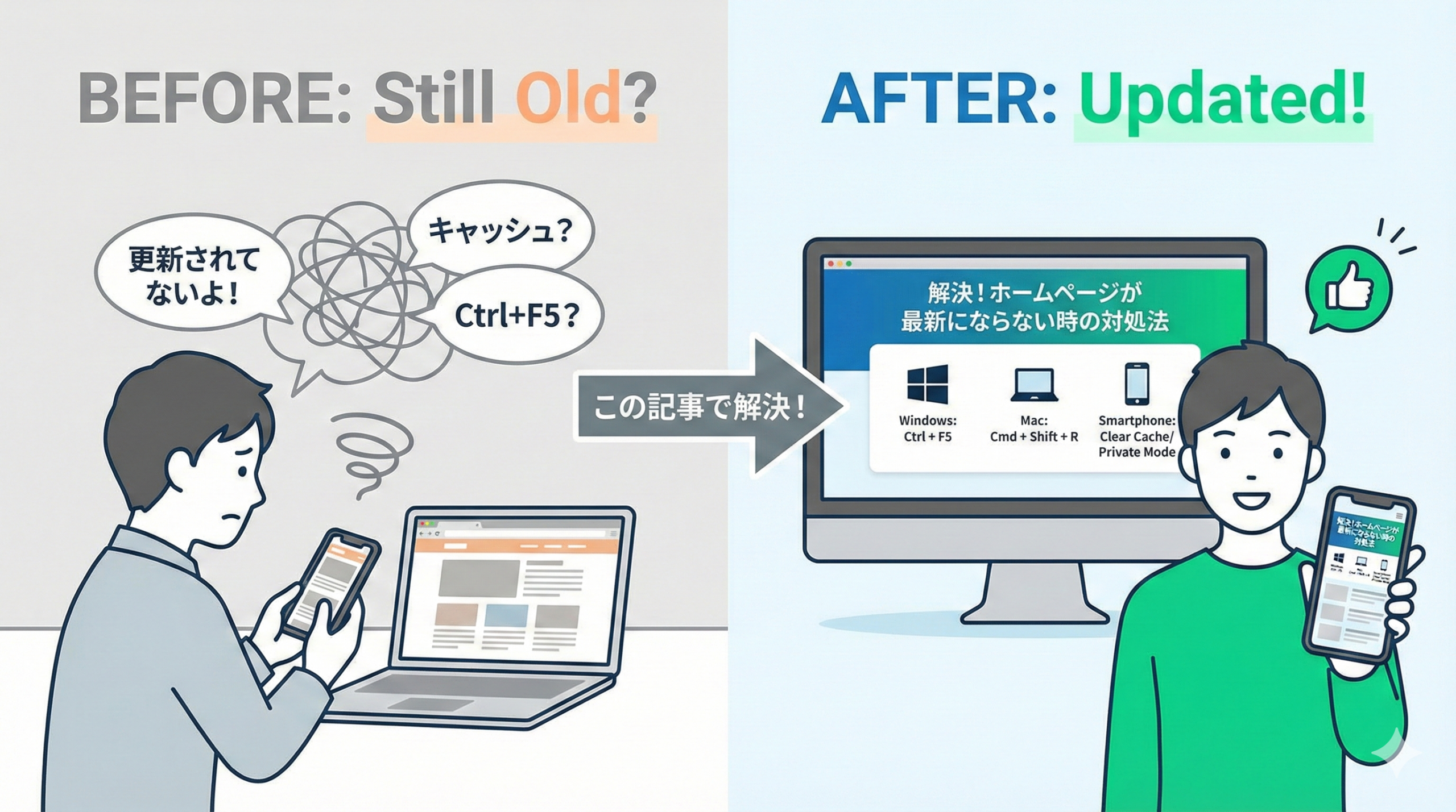 ホームページが更新されない時のキャッシュと強制更新